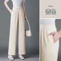 Women'S Jacquard High Waist Ice Silk Wide Leg Pants Summer Chinese Style Loose Straight Casual Long Trousers